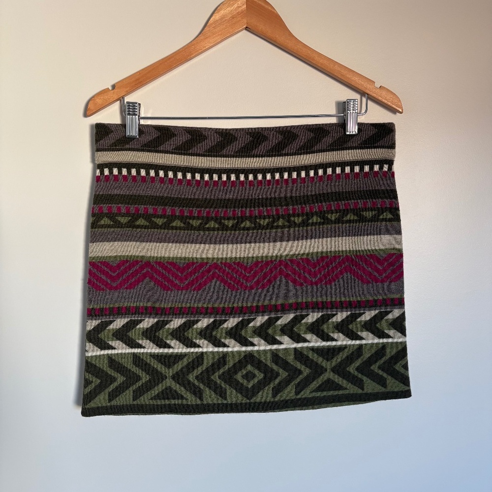 Smartwool Geometric Knit Mini Skirt - Green, Pink, Gray